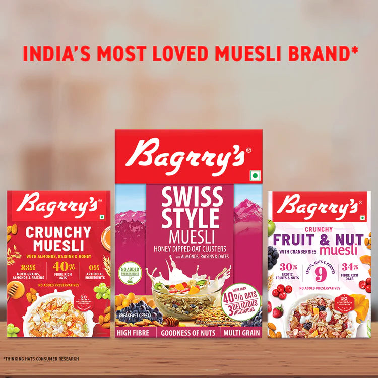 Bagrry's - Swiss Style Muesli 500gm Box | High Fibre with Added Bran 1 + 1 Free