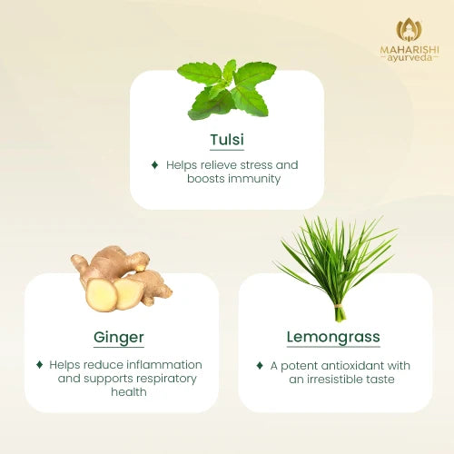 Tulsi Green Tea Lemon Ginger | Ayurvedic Stress Relief & Immunity 30gm