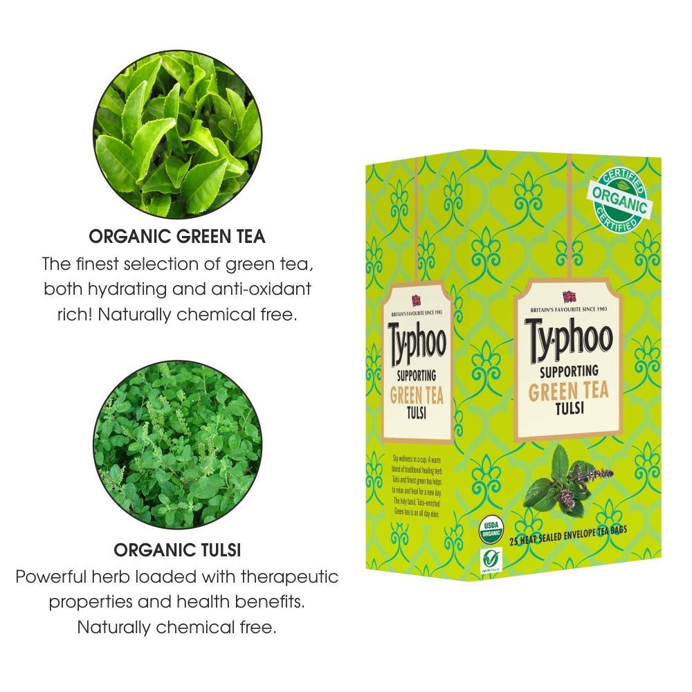 TYPHOO-Organic Green Tea Tulsi-25 Tea Bags