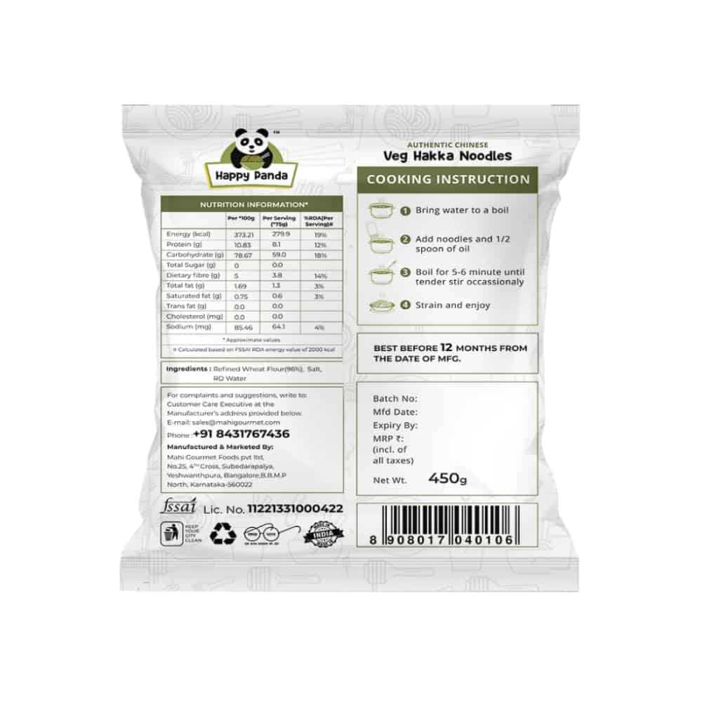 HAPPY PANDA-Veg Hakka Noodles-400g