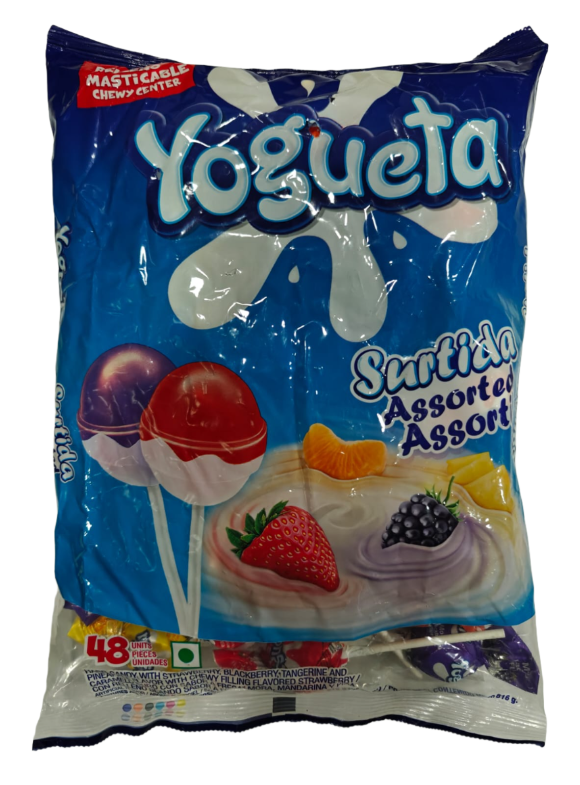 Yogueta Surtida Assorted Lollipop 816gm | Fruits Multicolor