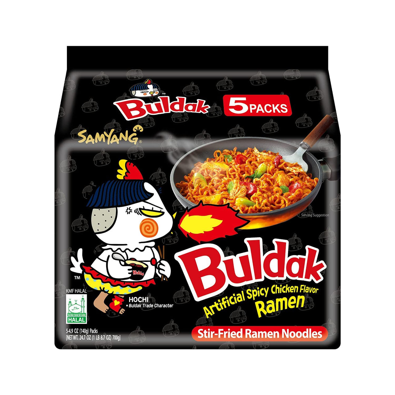 SAMYANG Buldak Hot Chicken Flavor Ramen Noodles- Hot 140g-Pack of 5