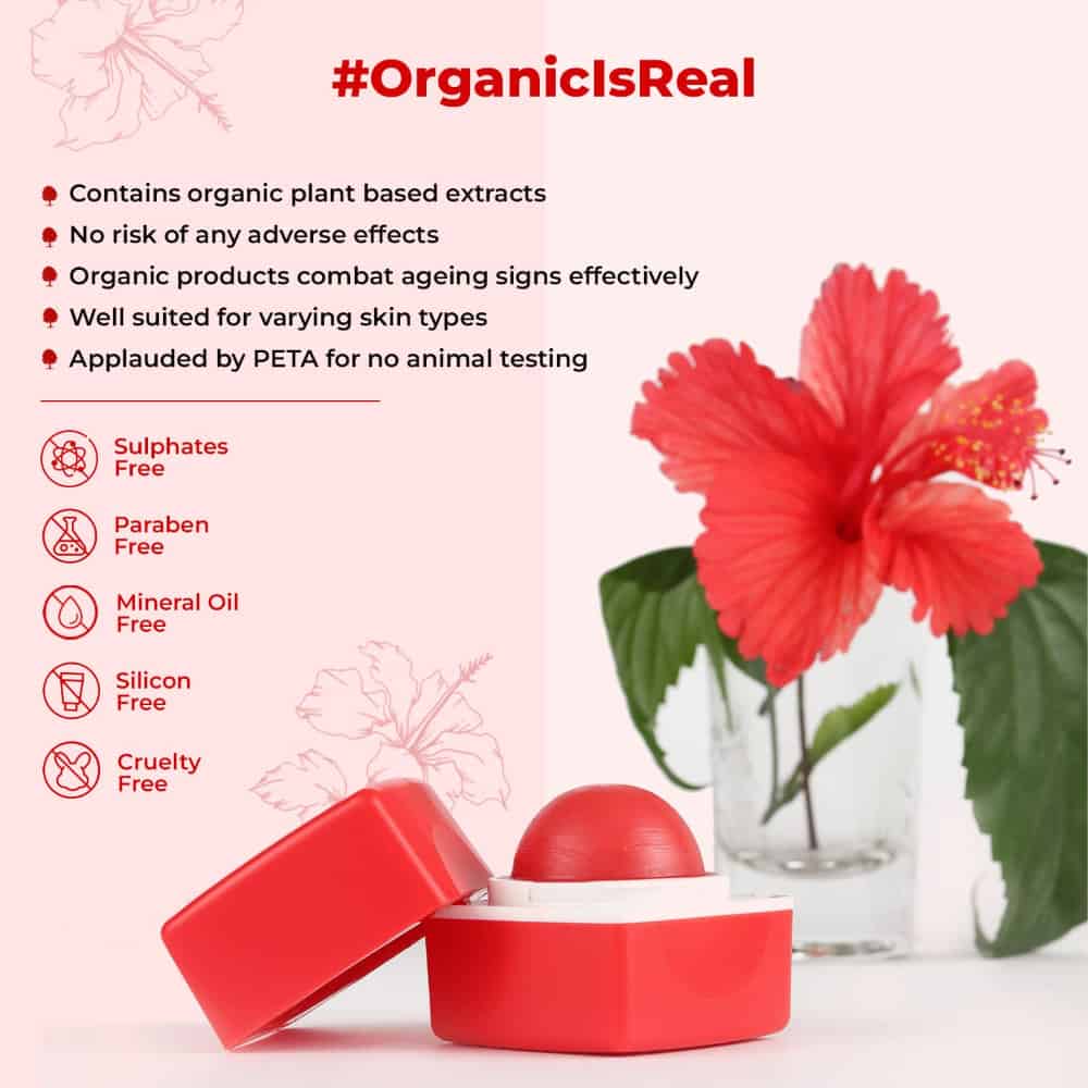 ORGANIC HARVEST-Red Hibiscus Flavor Lip Balm for Women Dark Lips to Lighten With Benefits of Vitamin E, Jojoba Oil & Shea Butter-Lip Balm for Girls & Kid-Dry & Chapped Lips Care-100% Organic, Paraben & Sulphate Free Lip Gloss - 10gm